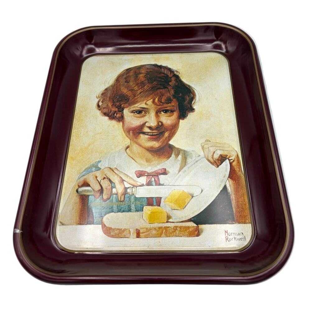 Vintage 1975 Norman Rockwell "The Butter Girl" Collector's Tray